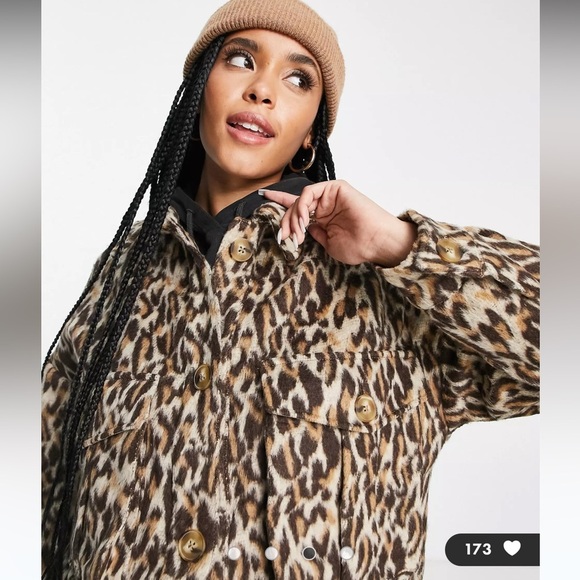 NWT URBAN BLISS/ASOS BROWN AND BLACK LEOPARD PRINT OVERSIZED JACKET SIZE 4 - Picture 3 of 9